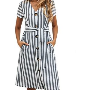 Striped Button down dress